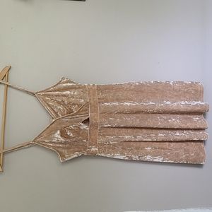 Junior's champagne crushed velvet dress.